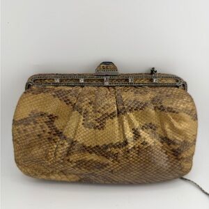 Vintage Judith Lieber Snakeskin Jeweled Clutch